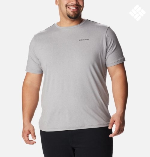 Men's Columbia Tech Trail Crew Neck T Shirts Light Grey | Plus Size CA-Y6AC3